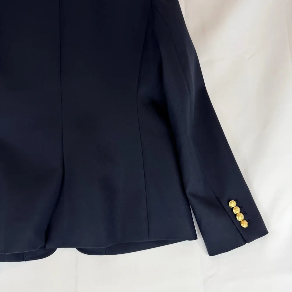 J CREW Women’s Size 10 Blazer Jacket 100% Wool Lined Gold Buttons
